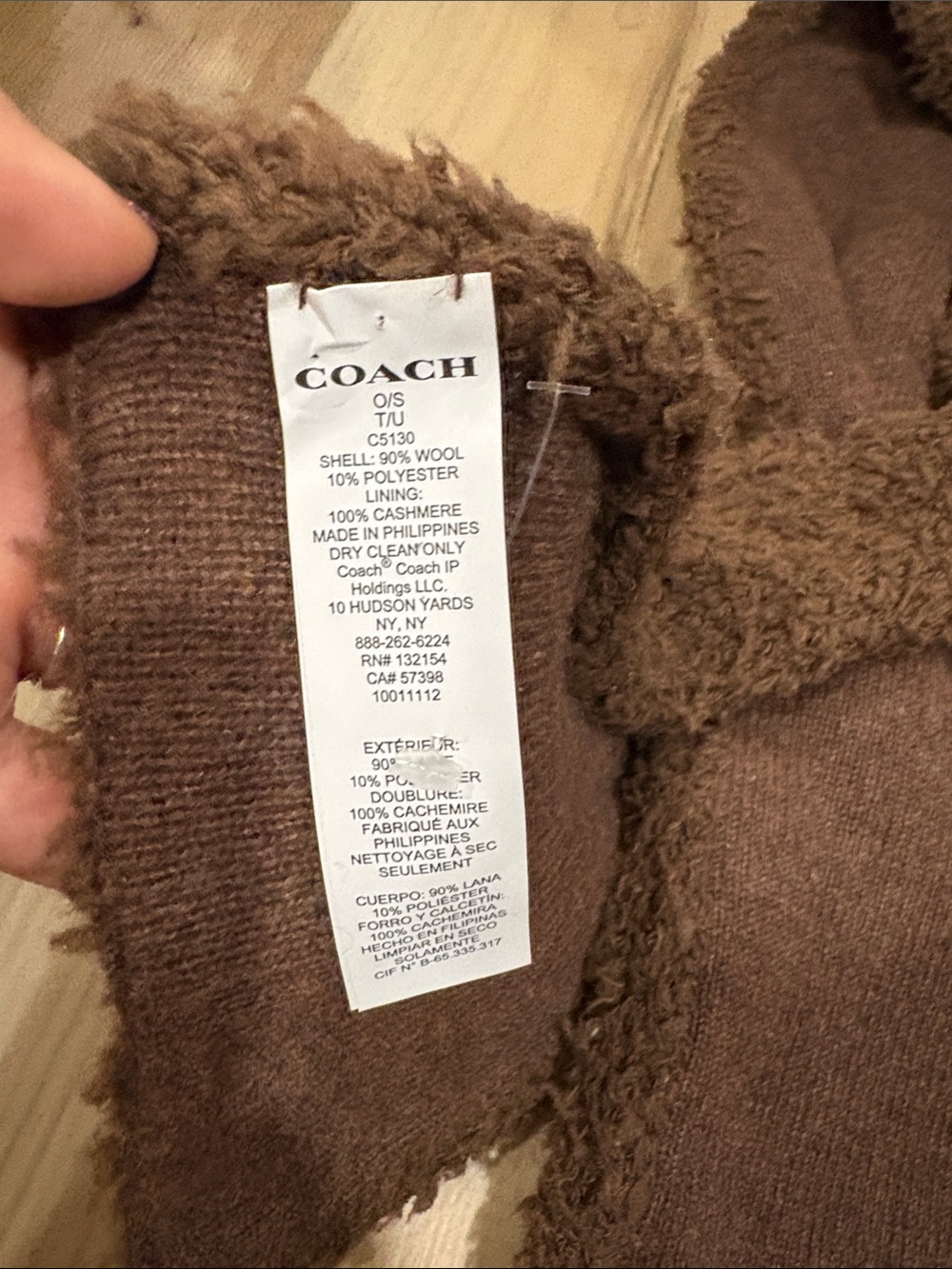 Coach Sherpa Knit Brown Teddy Wool Cashmere Logo Scarf Classic Limited Ed C5130 - Picture 6 of 7